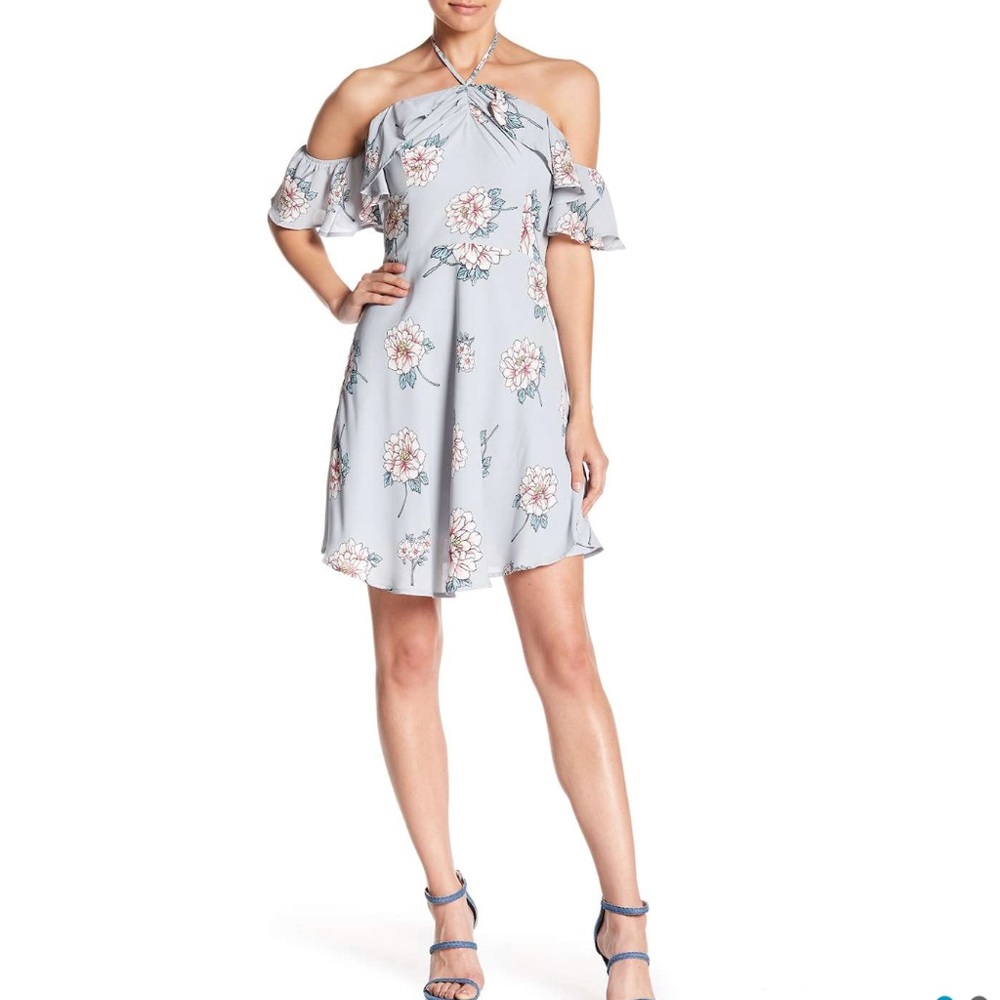 J.O.A Halter Cold Shoulder Mini Dress